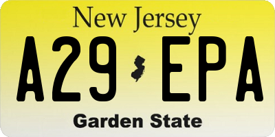 NJ license plate A29EPA
