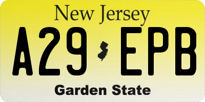 NJ license plate A29EPB