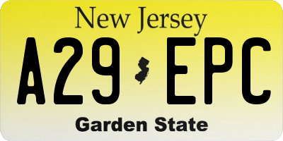 NJ license plate A29EPC