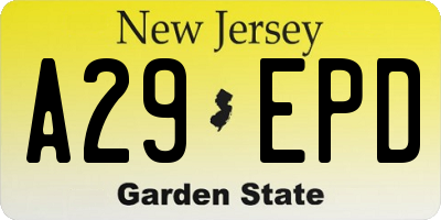 NJ license plate A29EPD
