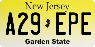 NJ license plate A29EPE