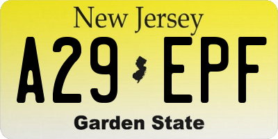NJ license plate A29EPF