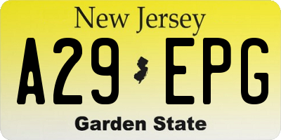NJ license plate A29EPG