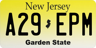 NJ license plate A29EPM
