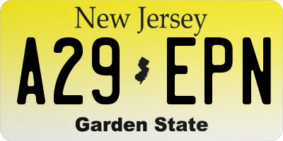 NJ license plate A29EPN