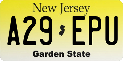 NJ license plate A29EPU