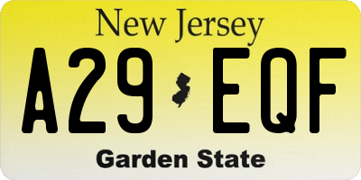 NJ license plate A29EQF