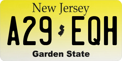 NJ license plate A29EQH