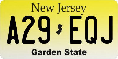 NJ license plate A29EQJ