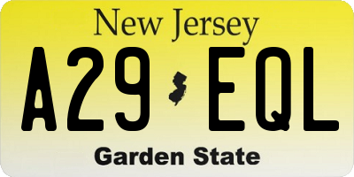 NJ license plate A29EQL