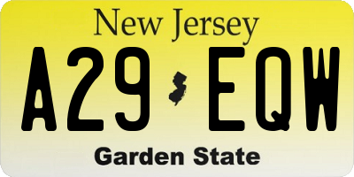 NJ license plate A29EQW
