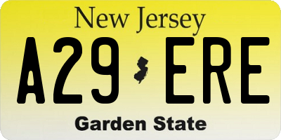 NJ license plate A29ERE