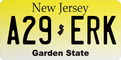 NJ license plate A29ERK