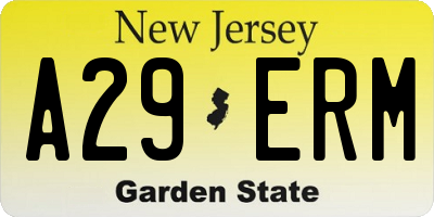 NJ license plate A29ERM