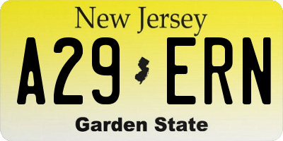 NJ license plate A29ERN