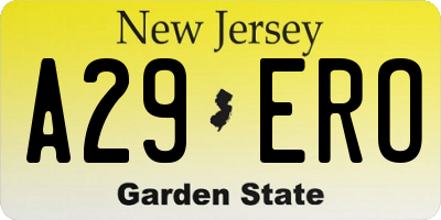 NJ license plate A29ERO
