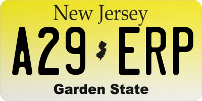 NJ license plate A29ERP