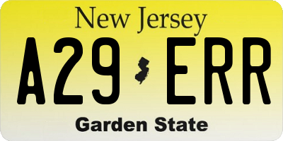 NJ license plate A29ERR