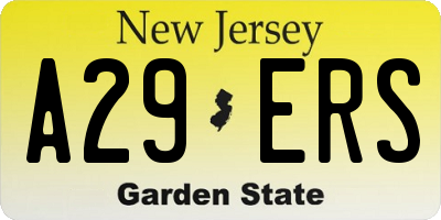 NJ license plate A29ERS