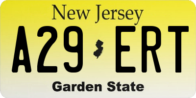 NJ license plate A29ERT