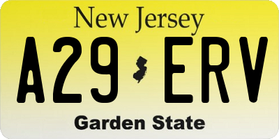 NJ license plate A29ERV