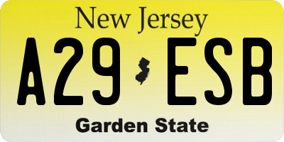 NJ license plate A29ESB