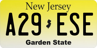 NJ license plate A29ESE