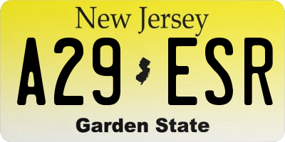 NJ license plate A29ESR