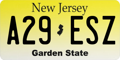 NJ license plate A29ESZ