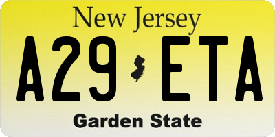 NJ license plate A29ETA