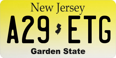 NJ license plate A29ETG