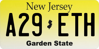 NJ license plate A29ETH