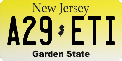 NJ license plate A29ETI