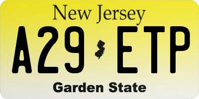 NJ license plate A29ETP