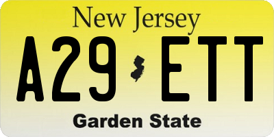 NJ license plate A29ETT