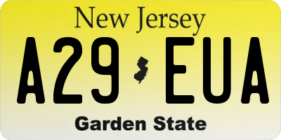 NJ license plate A29EUA