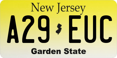 NJ license plate A29EUC