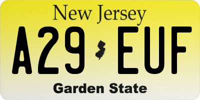 NJ license plate A29EUF