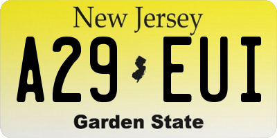 NJ license plate A29EUI