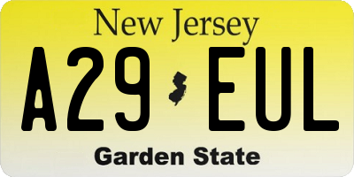 NJ license plate A29EUL