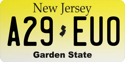 NJ license plate A29EUO