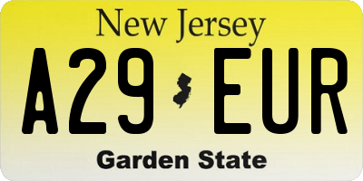 NJ license plate A29EUR