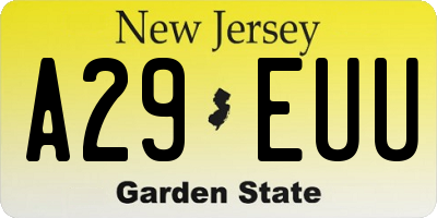 NJ license plate A29EUU