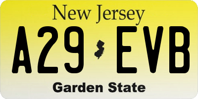 NJ license plate A29EVB