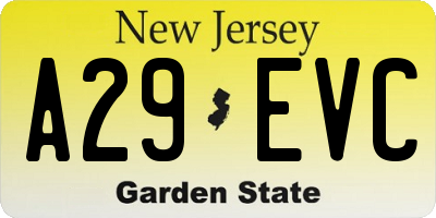 NJ license plate A29EVC
