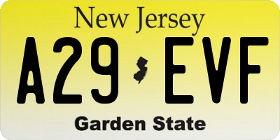 NJ license plate A29EVF
