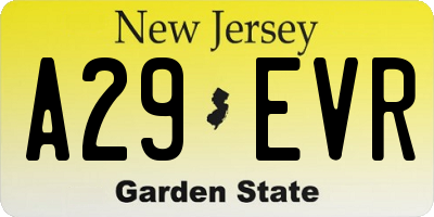 NJ license plate A29EVR