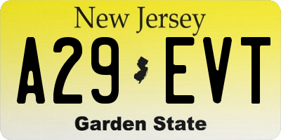 NJ license plate A29EVT
