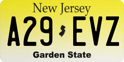 NJ license plate A29EVZ