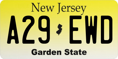 NJ license plate A29EWD